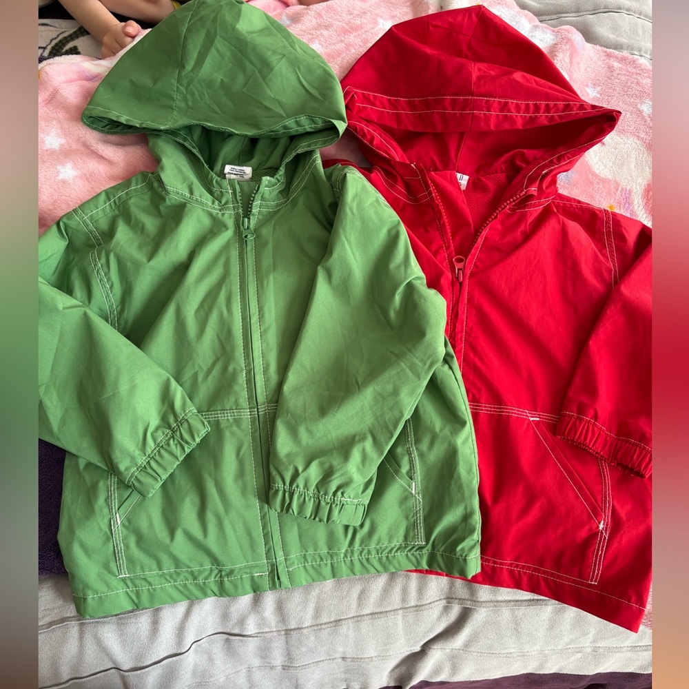 Gap Green and Red Hooded windbreaker Jackets
